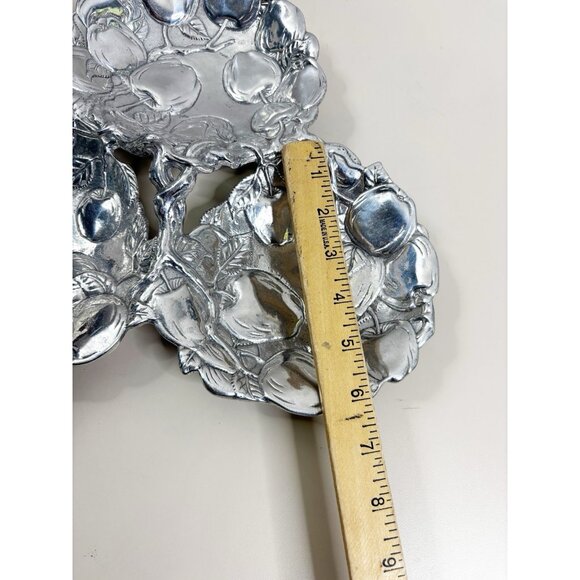 VTG Arthur Court Aluminum Divided Serving 12" x 12" Tray With Apples 1993 EUC - Picture 4 of 6